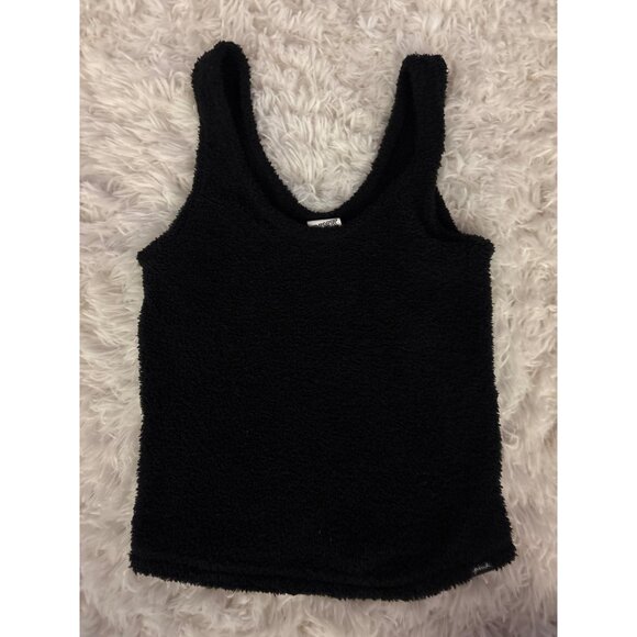 Victorias Secret Pink Fuzzy Black Sleepwear Tank Top  Soft Terry Feel XS - Picture 3 of 15